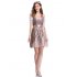  EU Direct  Kojooin Women s Cold Shoulder Sexy Lace Floral Tie Layered A Line Dress Suit