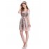  EU Direct  Kojooin Women s Cold Shoulder Sexy Lace Floral Tie Layered A Line Dress Suit