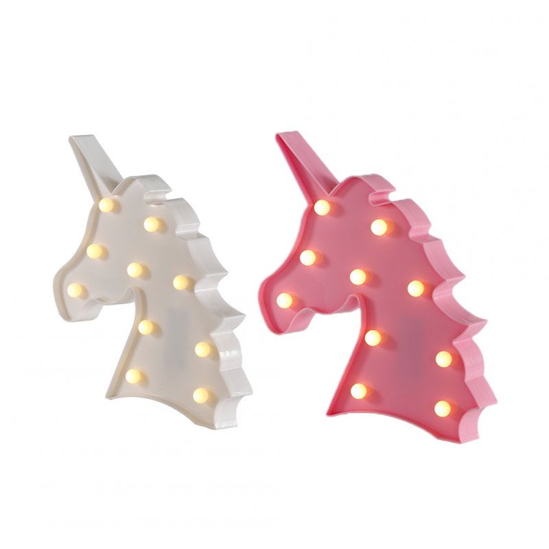 EU LED Unicorn Night Light Decorative 3D Marquee Sign Light for Bedroom Kids Room Pink_Pink beast head