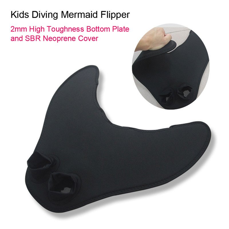 [EU Direct] Mermaid Swim Fin, Kids Boys Swimming Diving Monofin Tails Fin Training Flippers, Black Black_F
