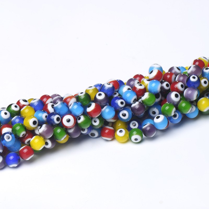 EU Mixed Flat Millefiori Evil Eye Glass Loose Spacer Beads Choose 6mm 8mm 10mm 12mm 6mm 50pcs