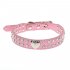  EU Direct  Pet Kingdom 2 Rows Rhinestone Bling Heart Studded Leather Dog Collar For Small Or Medium Pet Collar  Pink  Small 