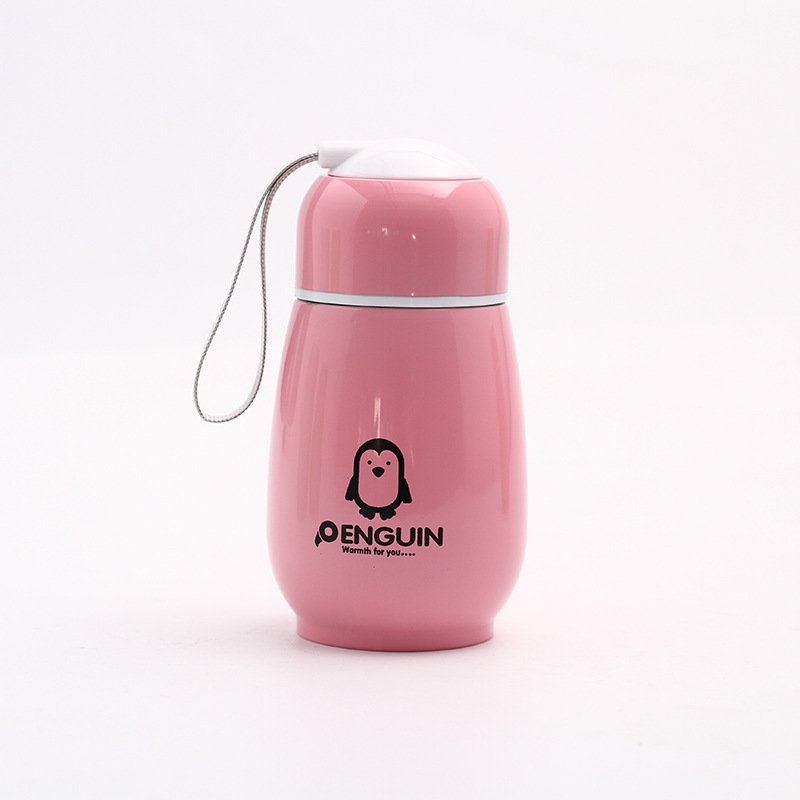 EU Portable 300ml Stainless Steel Thermos Vacuum Flasks Kids Cartoon Penguin Thermal Insulation Water Bottle Children Travel