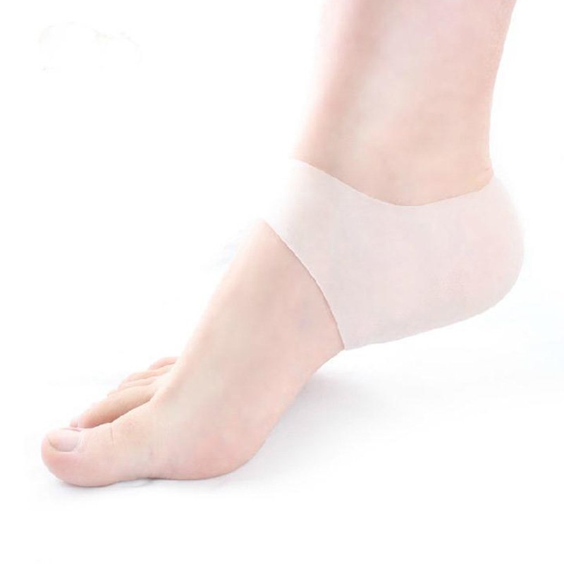 [EU Direct] Skin Softening Medical Grade Silicone Gel Heel Sleeves for Dry Cracked Heel with Protective Cushioning and Plantar Fasciitis Pain Relief 1 Pair White
