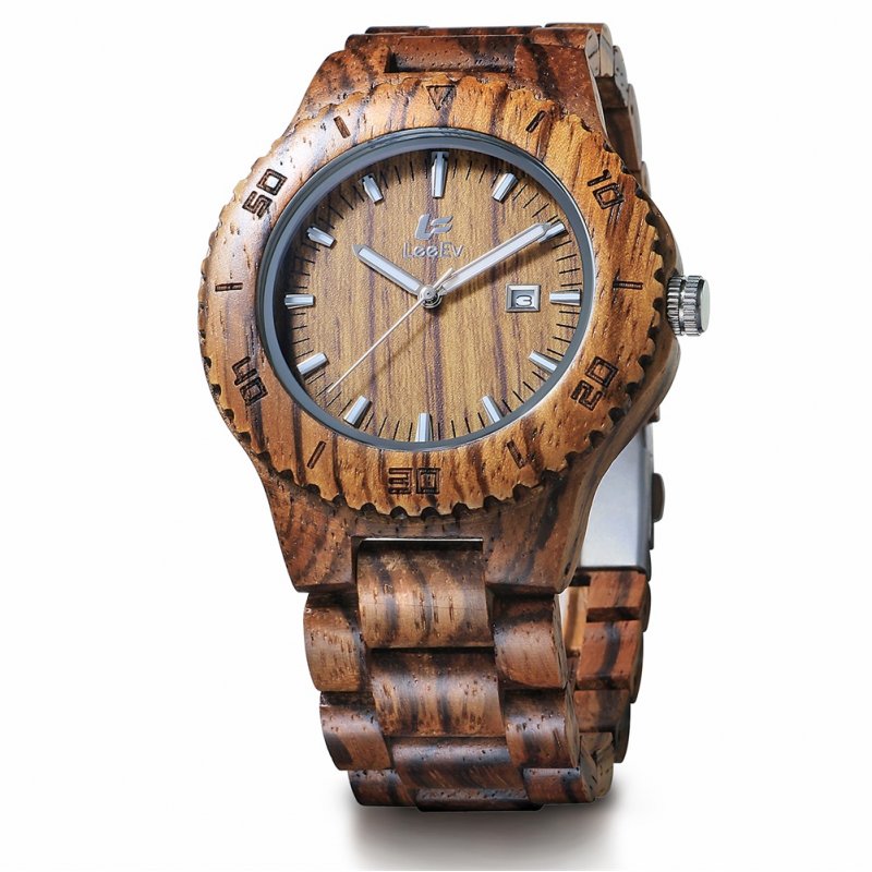 EU Unique Unisex Analog Quartz Watch Wood Band Fashion Retro Casual Wristwatch