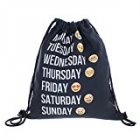 [EU Direct] Unisex Emoji Print Sackpack Gym Shoulder Drawstring Backpack String Bag