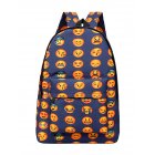  EU Direct  Unisex Students  Big Capacity Backpack Oxford Cloth Cute Expression Shoulder Bag Dark blue