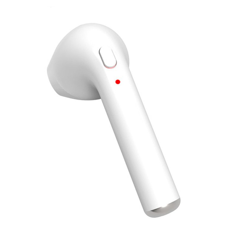 EU Universal Mini Wireless Single Earpiece Headphone Hands-free Stereo Noise Canceling Bluetooth Earbud with Mic White