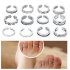  EU Direct  Wholesale 12pcs Celebrity Fashion Simple Sliver Carved Flower Toe Ring Jewelry C