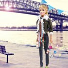  EU Direct  Winter Fashion Modern Outfit Casual Army Green Jacket Scarf Vest Hat Pant Shoes doll 29cm