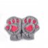  EU Direct  Women Cute Cartoon Cat Claw Gloves Winter Fingerless Bear Paw Half Finger Gloves