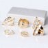  EU Direct  Women Fashion Personality Geometric Design Alloy Finger Joint Knuckle Nail Ring Set of 6pcs