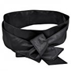  EU Direct  Women PU Leather Soft Self Tie Bowknot Band Wrap Around Sash Obi Belt Black