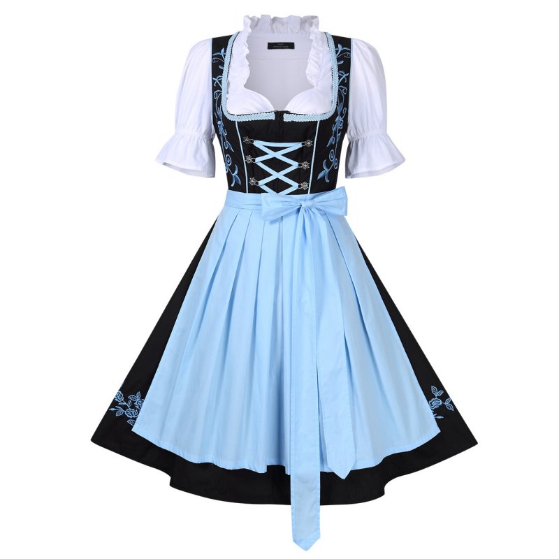 EU Women's Beer Festival Stylish Dress Suit Short Sleeve A Swing Holiday Party Dress for Oktoberfest