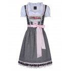 [EU Direct] Women's Embroidery Lace Up Dirndl Dress Three PCS Suits for German Beer Festival Costumes
