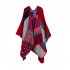  EU Direct  Women s Winter Imitation Cashmere Reversible Oversized Blanket Poncho Cape Shawl Cardigans Leopard Red