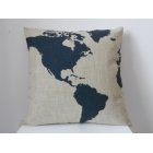 [EU Direct] Zehui Square Throw Pillow Case Decorative Fashion Cushion Cover Pillowcase Captain Blue Map