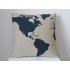  EU Direct  Zehui Square Throw Pillow Case Decorative Fashion Cushion Cover Pillowcase Captain Blue Map