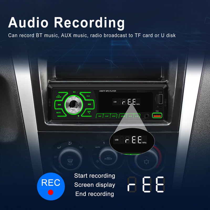 D3100 Car Radio Single DIN Car Stereo Audio Systems MP3 Player With Handsfree Calling/FM/USB Charge/TF/AUX/EQ 