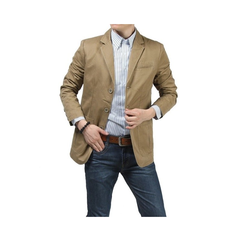 [Indonesia Direct] 100% Nature Cotton Blazer Men Slim Fit Original Brand NianJeep New 2018 Spring and Autumn Casual  Mens Jacket Size 4xl Blazers