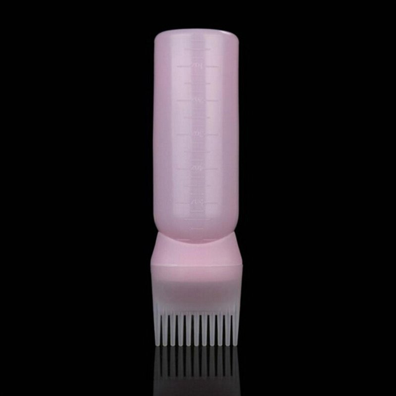[Indonesia Direct] 120ml Professional Hair Colouring Comb Empty Hair Dye Bottle with Applicator Brush Salon Hair Coloring Styling Tool pink