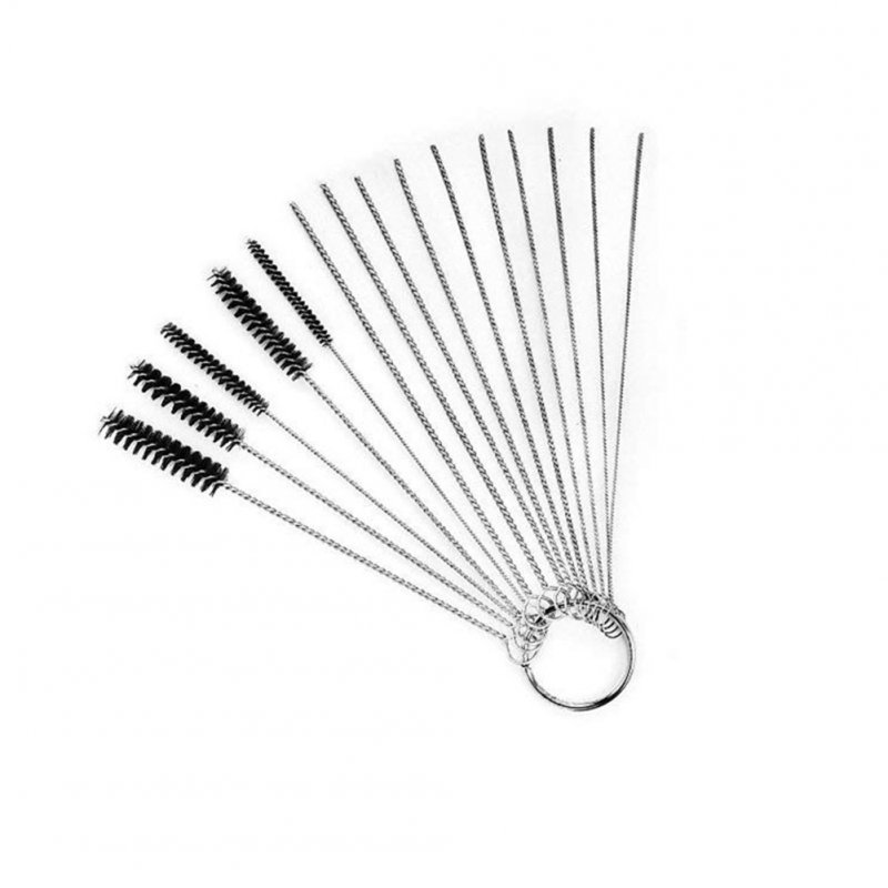 [Indonesia Direct] 15 Pcs/set Nylon Brushes Set for Drinking Straws / Glasses / Keyboards / Jewelry Cleaning Brushes Clean Tools black_15PCS/SET