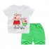  Indonesia Direct  2 Pcs set Girls Boys Baby Cartoon Printing Short Sleeve Tops Shorts Summer Suit 2 pigs 55
