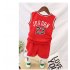 Indonesia Direct  2PCS Set Unisex Children BULLS Letters Printing Sports Basketball Suit red 90cm