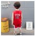  Indonesia Direct  2PCS Set Unisex Children BULLS Letters Printing Sports Basketball Suit black 90cm