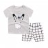  Indonesia Direct  2pcs set Girls Boys Baby Cartoon Printing Short Sleeve Tops Shorts Summer Suit M03 80cm