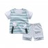  Indonesia Direct  2pcs set Girls Boys Baby Cartoon Printing Short Sleeve Tops Shorts Summer Suit M03 80cm