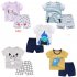  Indonesia Direct  2pcs set Girls Boys Baby Cartoon Printing Short Sleeve Tops Shorts Summer Suit Gray CX25 73cm