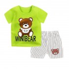 ID 2pcs/set Kids Girls Boys Summer Soft Cotton Breathable Cartoon Printing T-shirt + Shorts Suit teddy bears_73cm