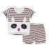  Indonesia Direct  2pcs set Kids Girls Boys Summer Soft Cotton Breathable Cartoon Printing T shirt   Shorts Suit teddy bears 73cm