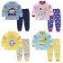  Indonesia Direct  2pcs set Children Homewear Suit Cotton Boys and Girls Long Sleeves Top  Trousers Suit  Monkey 80CM