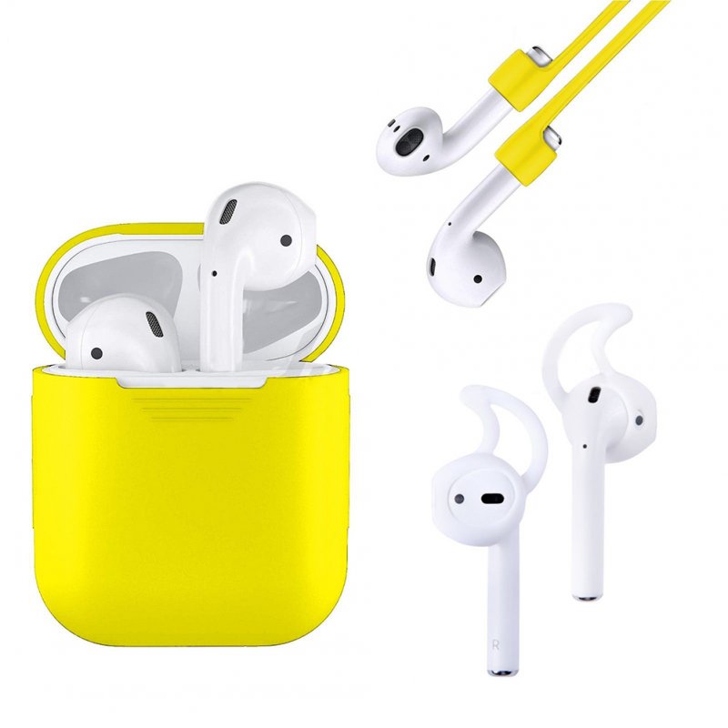 [Indonesia Direct] 3 in 1 AirPods Silicone Case Cover Protective Skin for Apple Airpod  yellow