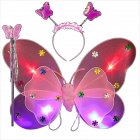 ID 3pcs/set Children Butterfly Wings Costume Props Gauze Wings Skirt Suit 3pcs/set Pink