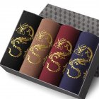  Indonesia Direct  4pcs set Men Middle Waist Breathable U Convex Design Dragon Pattern Boxers 4pcs set XL