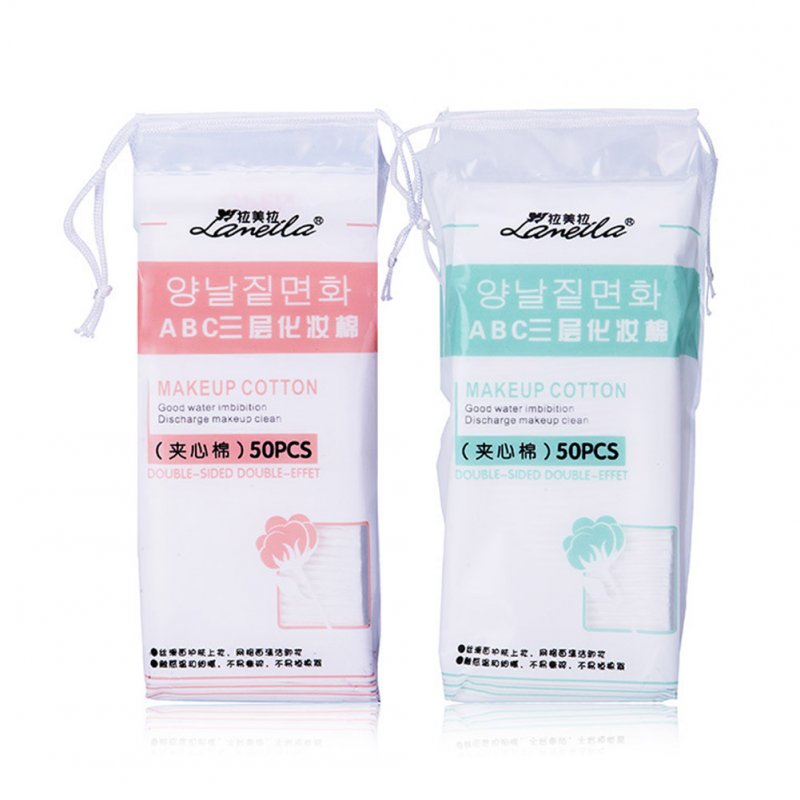 [Indonesia Direct] 50 Pcs/bag Practical Face Makeup Cotton Pads Cleansing Cosmetic Cotton Pads  color random