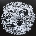ID 50Pcs/Set Car Tide Black White Stickers Vinyl Dope Sticker Graffiti Decals  Black and white