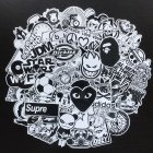  Indonesia Direct  50Pcs Set Car Tide Black White Stickers Vinyl Dope Sticker Graffiti Decals  Black and white