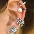  Indonesia Direct  9 Pcs set Women Fashion Crown Pearl Ear Clip No Ear Hole Earring Jewelry Silver