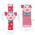  Indonesia Direct  Acekid Baby Rattle Set  4Pcs Wrist Rattle and Socks Toys Set Toddler Soft Animal Toys Pig and Puppy