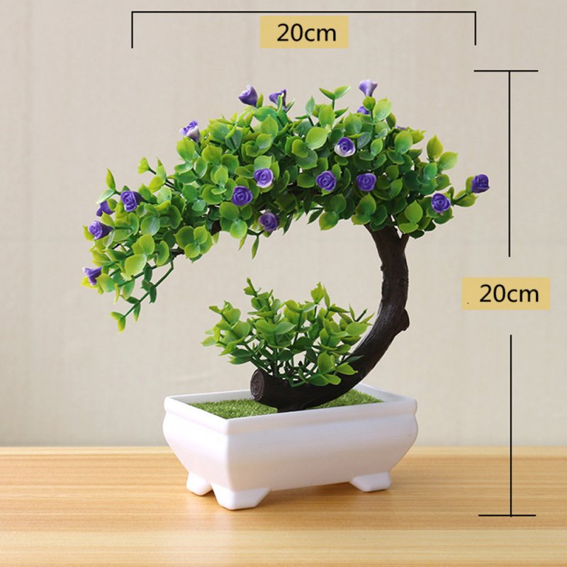 [Indonesia Direct] Artificial Plant Bonsai for Home Dining-table Office Decoration purple flower