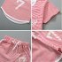  Indonesia Direct  Children Unisex Short sleeved Boys Girls Striped Cartoon T shirt   Shorts Suit red 80