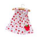  Indonesia Direct  Cute Cartoon Newborn Baby Printing Sleeveless Dress Casual Round Neck Skirt Strawberry 0 1 years old skirt  1 2 years old tops