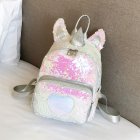 [Indonesia Direct] Girls Fashion Sequin Cute Backpack Travel Bag Silver