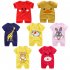  Indonesia Direct  Infant Summer Cartoon Printing Short Sleeve Jumpsuit Button Open Crotch Romper for Babies Toddlers Navy giraffe 73CM