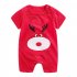  Indonesia Direct  Infant Summer Cartoon Printing Short Sleeve Jumpsuit Button Open Crotch Romper for Babies Toddlers Navy giraffe 80cm