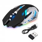 ID LED Wireless Optical Gaming Mouse Rechargeable X7 High Resolution Mouse black